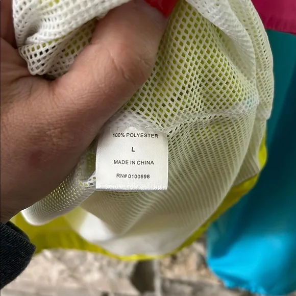 Blackjack Neon Blue, Yellow & Pink Pullover Zip Windbreaker Size Large - Picture 8 of 13